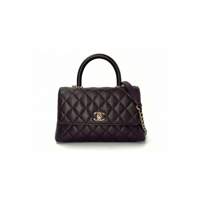 CHANEL QUILTED CAVIAR SMALL COCO TOP HANDLE BAG AS92990 (24*14*10cm)